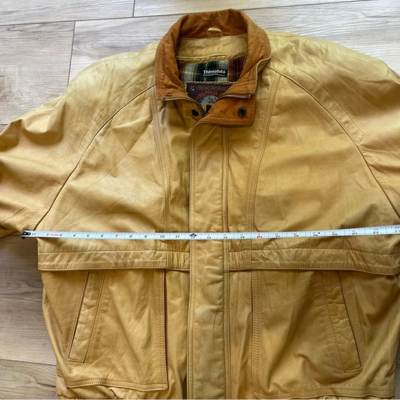 Wilsons Adventure Bound VTG Cream Yellow Leather Bomber Collared Pilot's Jacket - Picture 11 of 13